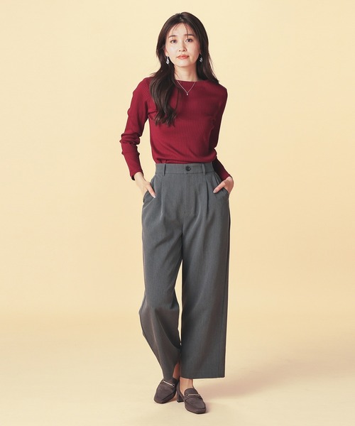 GLACIER lusso（グラシアルッソ）の「ボートネックトップス（Tシャツ/カットソー・レディース・ダークブルー/ブラック/アイボリー/ボルドー/キャメル・S/M/LL/L）」の18枚目の写真