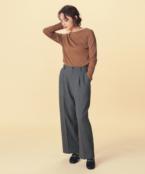 GLACIER lusso（グラシアルッソ）の「ボートネックトップス（Tシャツ/カットソー・レディース・ダークブルー/ブラック/アイボリー/ボルドー/キャメル・S/M/LL/L）」の21枚目の写真