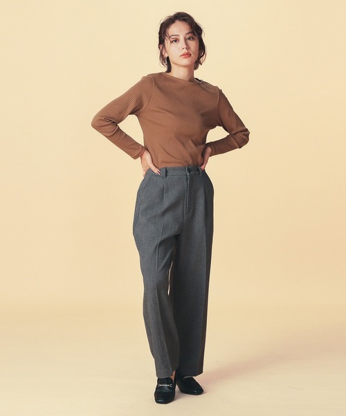 GLACIER lusso（グラシアルッソ）の「ボートネックトップス（Tシャツ/カットソー・レディース・ダークブルー/ブラック/アイボリー/ボルドー/キャメル・S/M/LL/L）」の22枚目の写真