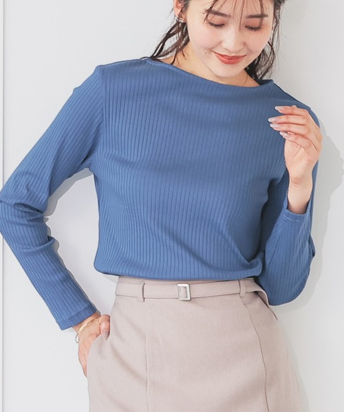 GLACIER lusso（グラシアルッソ）の「ボートネックトップス（Tシャツ/カットソー・レディース・ダークブルー/ブラック/アイボリー/ボルドー/キャメル・S/M/LL/L）」の15枚目の写真