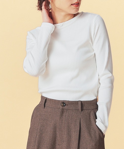 GLACIER lusso（グラシアルッソ）の「ボートネックトップス（Tシャツ/カットソー・レディース・ダークブルー/ブラック/アイボリー/ボルドー/キャメル・S/M/LL/L）」の8枚目の写真