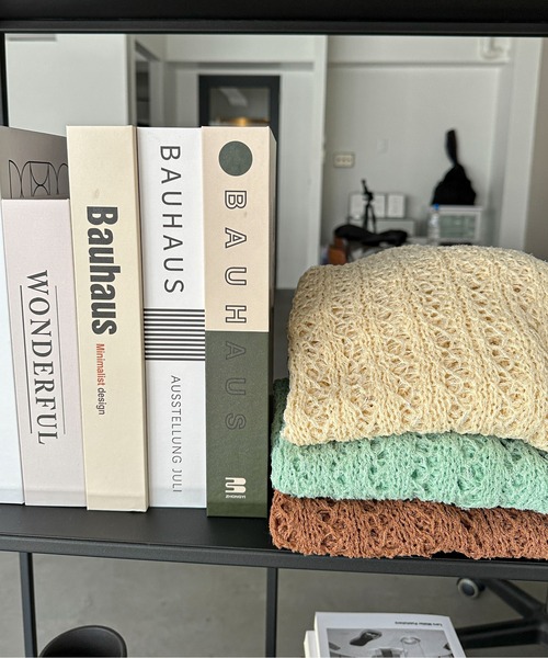 PILIT（ピリット）の「チュールヤーン透かし編みニット（ニット/セーター・レディース・ブラウン/ミント/アイボリー・MEDIUM）」の6枚目の写真