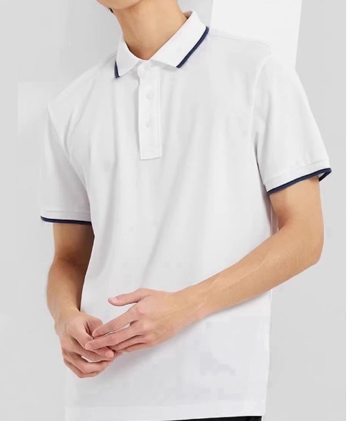 shoppinggo(ショッピングゴー)の「配色ライン襟付き 半袖Tシャツ ポロシャツ メンズ 半袖 トップス 春夏 トップス カットソー(Tシャツ/カットソー・レディース・ホワイト・XXL)」の1枚目の写真