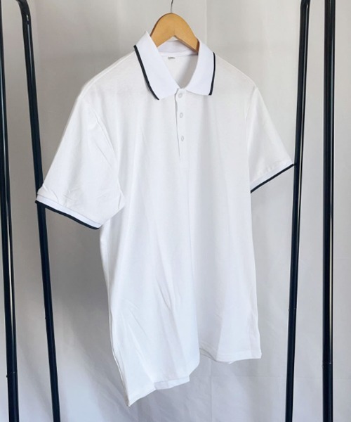 shoppinggo(ショッピングゴー)の「配色ライン襟付き 半袖Tシャツ ポロシャツ メンズ 半袖 トップス 春夏 トップス カットソー(Tシャツ/カットソー・レディース・ホワイト・XXL)」の7枚目の写真