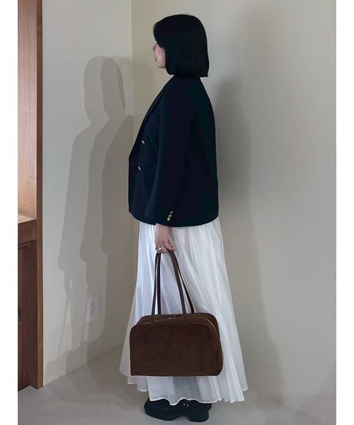 Mila Owen(ミラオーウェン)の「金釦ダブルブレストブレザー(テーラードジャケット・レディース・グレイッシュベージュ/キャメル/ダークネイビー・F)」の8枚目の写真