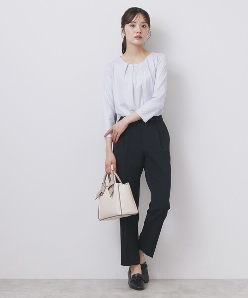 index(インデックス)の「《S-3Lサイズ》タックビジュートップス【洗濯機洗い可】(Tシャツ/カットソー・レディース・オフホワイト/ナチュラル/サックスブルー・36/38/40/42/44)」の13枚目の写真