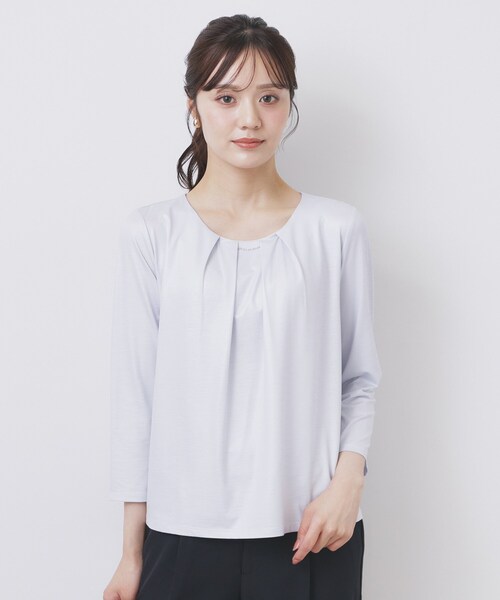 index(インデックス)の「《S-3Lサイズ》タックビジュートップス【洗濯機洗い可】(Tシャツ/カットソー・レディース・オフホワイト/ナチュラル/サックスブルー・36/38/40/42/44)」の16枚目の写真