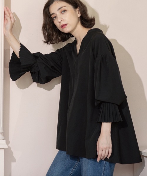 OPAQUE.CLIP（オペークドットクリップ）の「プリーツキャンディスリーブブラウス【洗濯機洗い可】（シャツ/ブラウス・レディース・ダークオリーブ/ブラック/ピンク系/ピンク/ホワイト・40/38）」の3枚目の写真