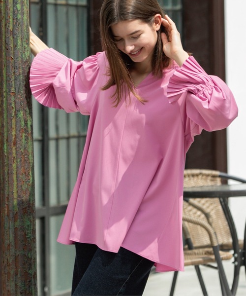 OPAQUE.CLIP（オペークドットクリップ）の「プリーツキャンディスリーブブラウス【洗濯機洗い可】（シャツ/ブラウス・レディース・ダークオリーブ/ブラック/ピンク系/ピンク/ホワイト・40/38）」の9枚目の写真