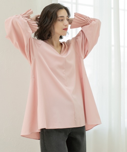 OPAQUE.CLIP（オペークドットクリップ）の「プリーツキャンディスリーブブラウス【洗濯機洗い可】（シャツ/ブラウス・レディース・ダークオリーブ/ブラック/ピンク系/ピンク/ホワイト・40/38）」の10枚目の写真