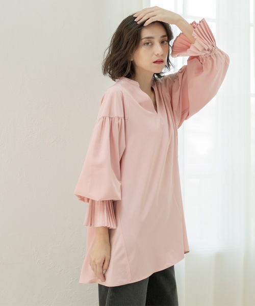 OPAQUE.CLIP（オペークドットクリップ）の「プリーツキャンディスリーブブラウス【洗濯機洗い可】（シャツ/ブラウス・レディース・ダークオリーブ/ブラック/ピンク系/ピンク/ホワイト・40/38）」の12枚目の写真