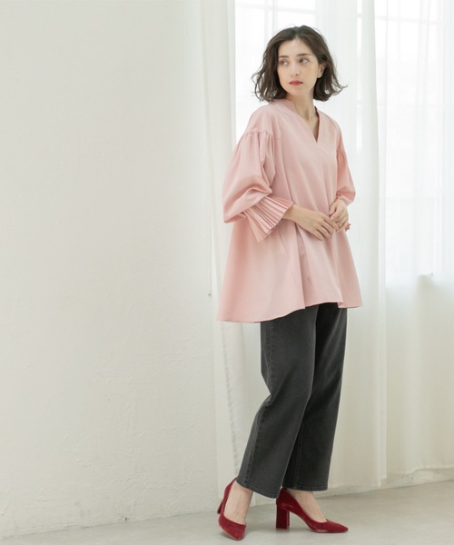 OPAQUE.CLIP（オペークドットクリップ）の「プリーツキャンディスリーブブラウス【洗濯機洗い可】（シャツ/ブラウス・レディース・ダークオリーブ/ブラック/ピンク系/ピンク/ホワイト・40/38）」の19枚目の写真