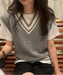 SHEPP（シープ）の「ケーブルライン Vネックベスト（ベスト）」