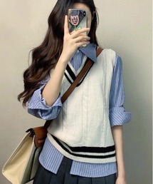 SHEPP（シープ）の「ケーブルライン Vネックベスト（ベスト）」