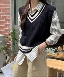 SHEPP（シープ）の「ケーブルライン Vネックベスト（ベスト）」