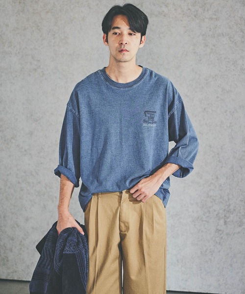 BAYFLOW(ベイフロー)の「インディゴアソート7部袖Tシャツ(Tシャツ/カットソー・メンズ・ブラウン/オフホワイト/インディゴブルー・MEDIUM/LARGE)」の3枚目の写真