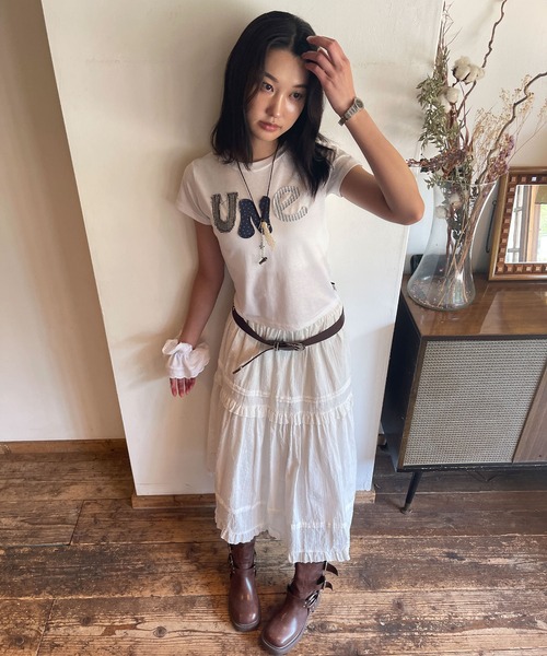 UNE MANSION（ユヌマンション）の「【UNE MADE】ユニークUNEワッペンTシャツ（Tシャツ/カットソー・レディース・ホワイト/ブラック・FREE）」の4枚目の写真