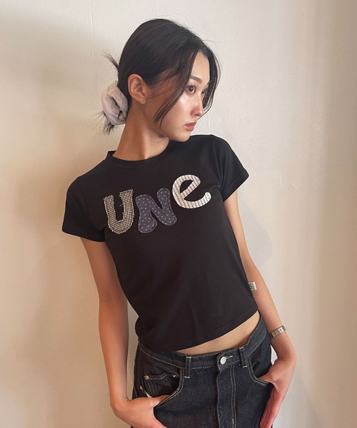 UNE MANSION（ユヌマンション）の「【UNE MADE】ユニークUNEワッペンTシャツ（Tシャツ/カットソー・レディース・ホワイト/ブラック・FREE）」の10枚目の写真