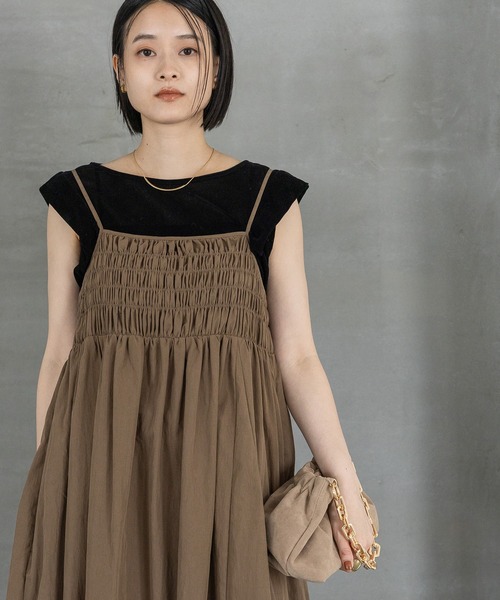 A part by(アパートバイ)の「【WEB限定】2WAYシャーリングキャミワンピース(ワンピース・レディース・ブラック/ブラウン系その他/イエロー系その他6・FREE)」の15枚目の写真