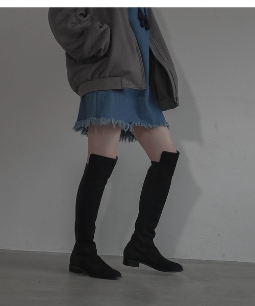 Akiko Kizu × Daniella & GEMMA】バックストレッチニーハイブーツ