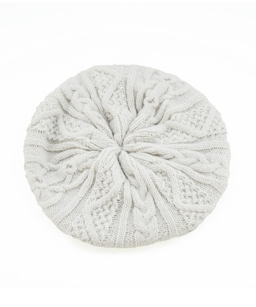 Ruben（ルーベン）の「CABLE KNIT BERET/ケーブル編み ニットベレー帽（ハンチング/ベレー帽・レディース・ブラック/アイボリー/グレー・FREE）」の14枚目の写真