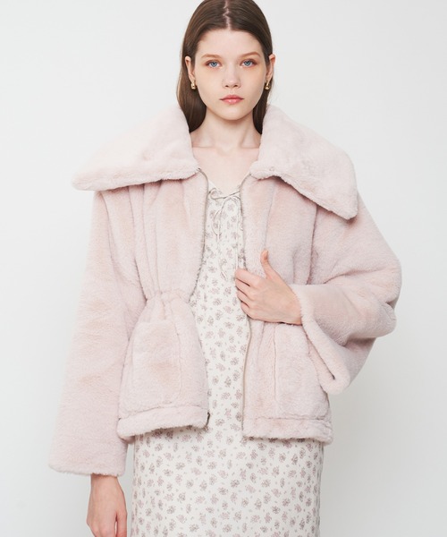 ME COUTURE（ミークチュール）の「エコファーリバーシブルパファーコート（ブルゾン・レディース・ピンク/アイボリー/ベージュ・FREE）」の3枚目の写真