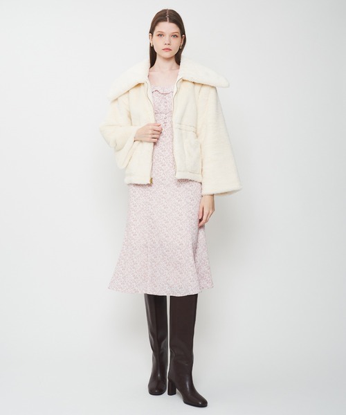 ME COUTURE（ミークチュール）の「エコファーリバーシブルパファーコート（ブルゾン・レディース・ピンク/アイボリー/ベージュ・FREE）」の5枚目の写真