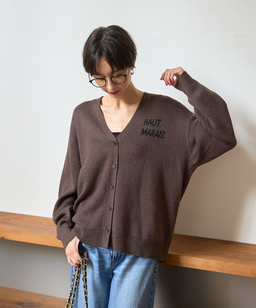 Rouge vif Anna(ルージュヴィフアンナ)の「ロゴニットカーディガン(カーディガン/ボレロ・レディース・ブラウン/チャコールグレー・フリー)」の3枚目の写真