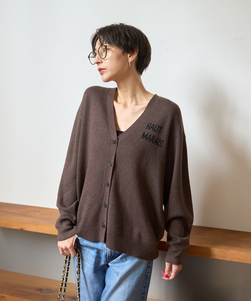 Rouge vif Anna(ルージュヴィフアンナ)の「ロゴニットカーディガン(カーディガン/ボレロ・レディース・ブラウン/チャコールグレー・フリー)」の5枚目の写真