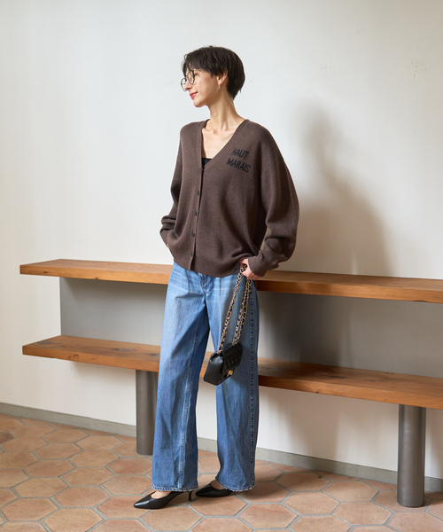 Rouge vif Anna(ルージュヴィフアンナ)の「ロゴニットカーディガン(カーディガン/ボレロ・レディース・ブラウン/チャコールグレー・フリー)」の14枚目の写真