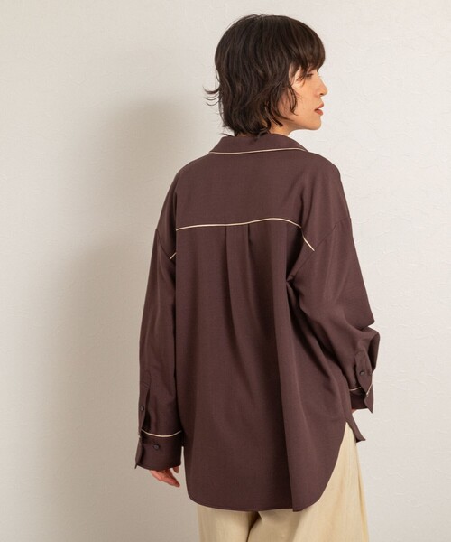 NOLLEY’S(ノーリーズ)の「【MAQWEL/マクウェル】パイピングシャツ(シャツ/ブラウス・レディース・アイボリー/ダークブラウン・FREE)」の10枚目の写真