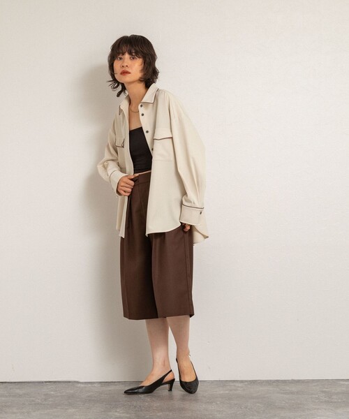NOLLEY’S(ノーリーズ)の「【MAQWEL/マクウェル】パイピングシャツ(シャツ/ブラウス・レディース・アイボリー/ダークブラウン・FREE)」の17枚目の写真