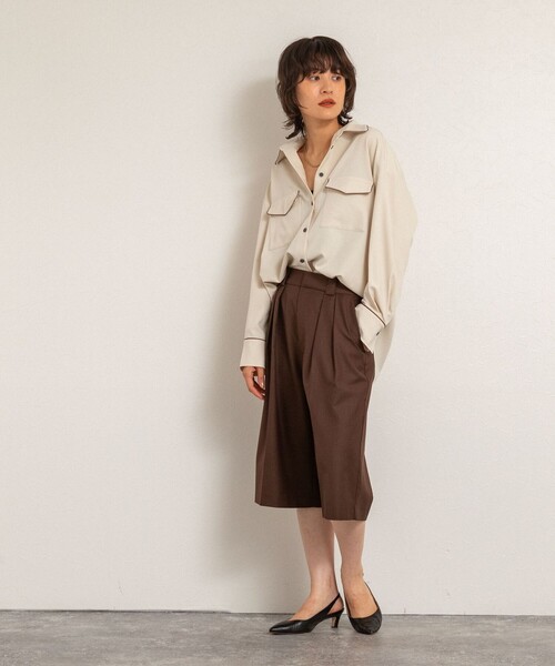 NOLLEY’S(ノーリーズ)の「【MAQWEL/マクウェル】パイピングシャツ(シャツ/ブラウス・レディース・アイボリー/ダークブラウン・FREE)」の18枚目の写真