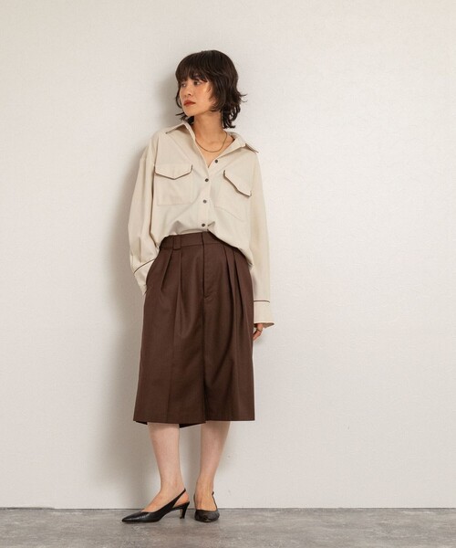 NOLLEY’S(ノーリーズ)の「【MAQWEL/マクウェル】パイピングシャツ(シャツ/ブラウス・レディース・アイボリー/ダークブラウン・FREE)」の22枚目の写真