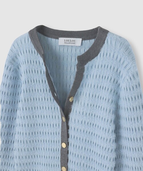 ◇【LOULOU WILLOUGHBY】フェザーボーダーカーディガン（カーディガン