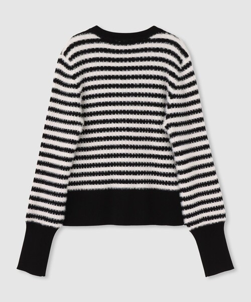 ◇【LOULOU WILLOUGHBY】フェザーボーダーカーディガン（カーディガン