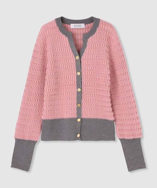 ◇【LOULOU WILLOUGHBY】フェザーボーダーカーディガン（カーディガン