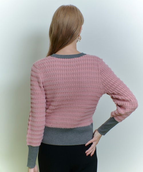 ◇【LOULOU WILLOUGHBY】フェザーボーダーカーディガン（カーディガン