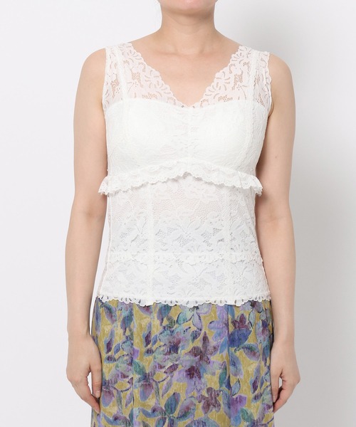 mysty woman（ミスティウーマン）の「カップツキレースタンク 576987（タンクトップ・レディース・オフホワイト/ブラック・FREE）」の13枚目の写真