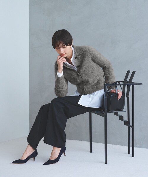 UNITED ARROWS（ユナイテッドアローズ）の「フォックスカシミヤ ニットポロ カーディガン（カーディガン/ボレロ・レディース・その他2/ダークブラウン/グレー・FREE）」の4枚目の写真