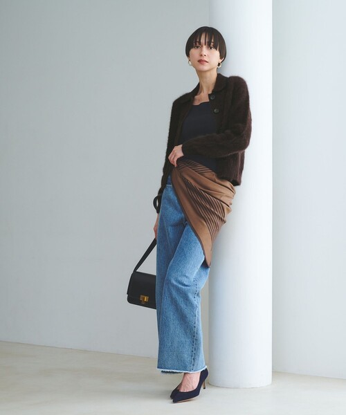 ユナイテッドアローズ　フォックスカシミヤ　オーバーカーディガン　黒 UNITED ARROWS カーディガン フォックスカシミヤ ミドル レディース