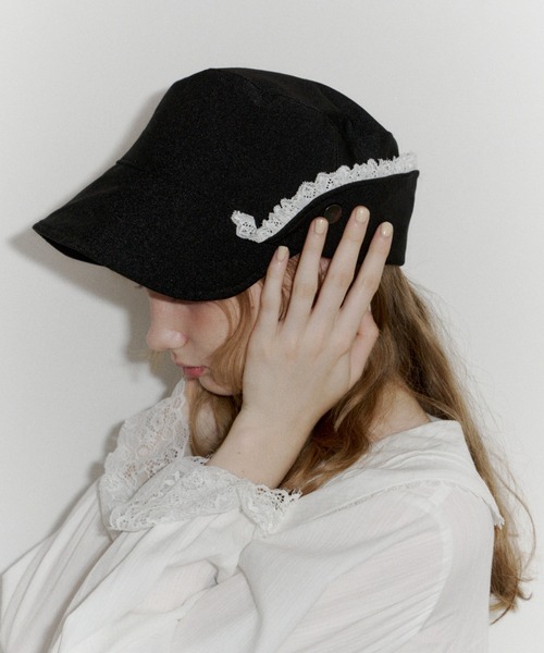 idem（イデム）の「2way lace casquette / レース付き2wayキャスケット（キャスケット・レディース・ブラック・FREE）」の12枚目の写真