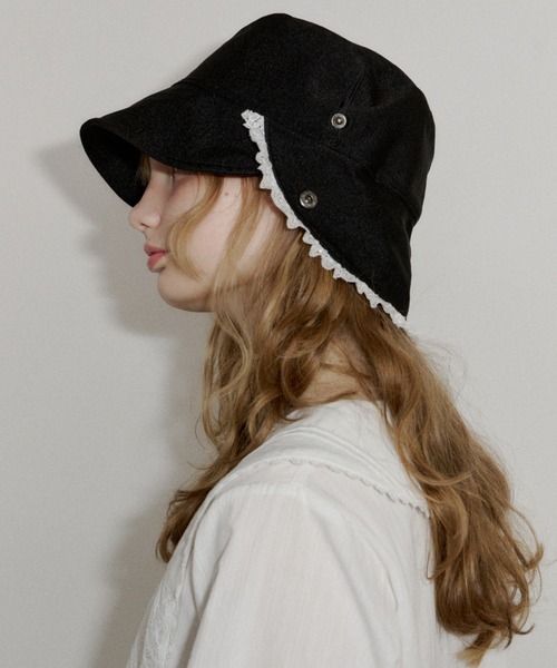 idem（イデム）の「2way lace casquette / レース付き2wayキャスケット（キャスケット・レディース・ブラック・FREE）」の6枚目の写真