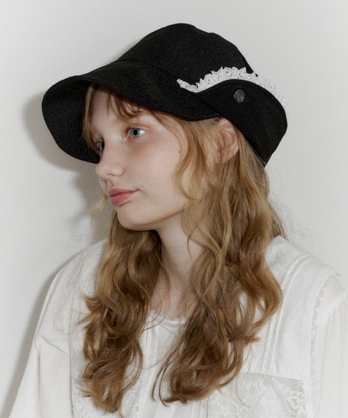 idem（イデム）の「2way lace casquette / レース付き2wayキャスケット（キャスケット・レディース・ブラック・FREE）」の4枚目の写真