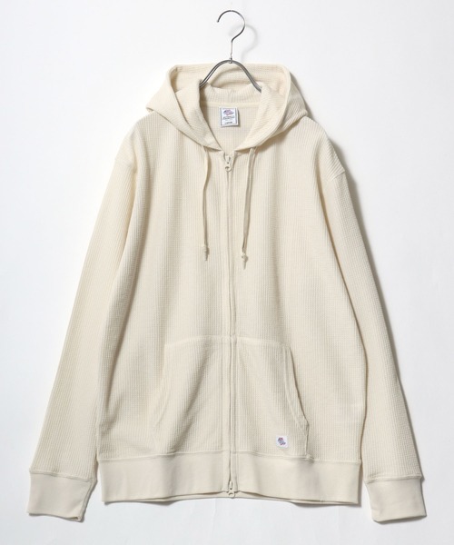 JEMORGAN（ジェーイーモーガン）の「JEMORGAN（ジェーイーモーガン）サーマルワッフルジップアップパーカー/長袖 無地 メンズ レディース ユニセックス（パーカー・メンズ・ブラック/ナチュラル/グレー・M/L/XL）」の3枚目の写真