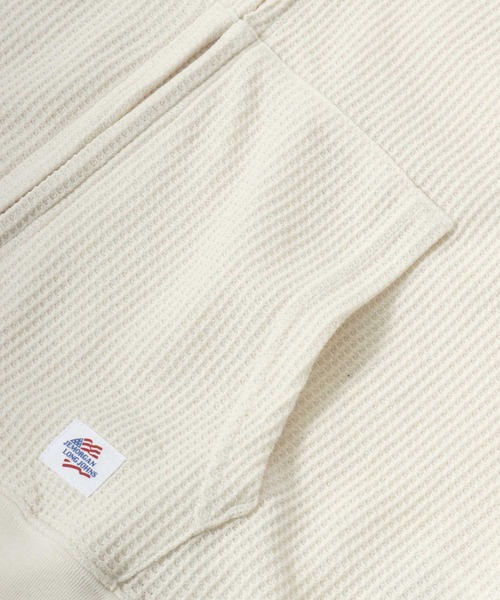 JEMORGAN（ジェーイーモーガン）の「JEMORGAN（ジェーイーモーガン）サーマルワッフルジップアップパーカー/長袖 無地 メンズ レディース ユニセックス（パーカー・メンズ・ブラック/ナチュラル/グレー・M/L/XL）」の8枚目の写真