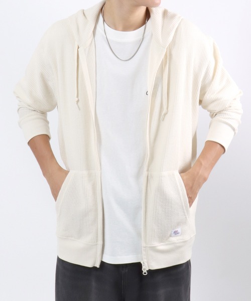 JEMORGAN（ジェーイーモーガン）の「JEMORGAN（ジェーイーモーガン）サーマルワッフルジップアップパーカー/長袖 無地 メンズ レディース ユニセックス（パーカー・メンズ・ブラック/ナチュラル/グレー・M/L/XL）」の20枚目の写真