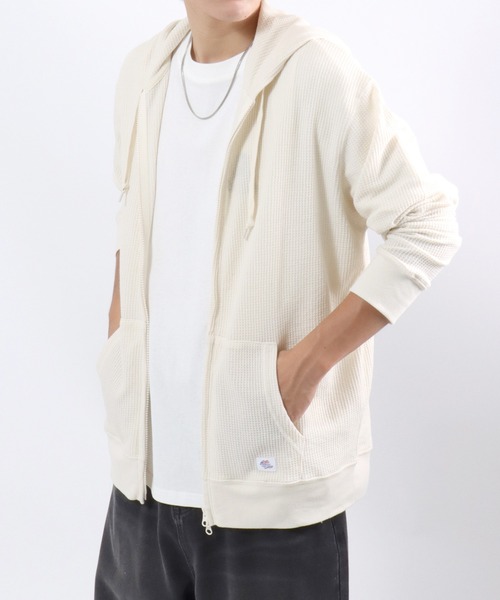 JEMORGAN（ジェーイーモーガン）の「JEMORGAN（ジェーイーモーガン）サーマルワッフルジップアップパーカー/長袖 無地 メンズ レディース ユニセックス（パーカー・メンズ・ブラック/ナチュラル/グレー・M/L/XL）」の21枚目の写真