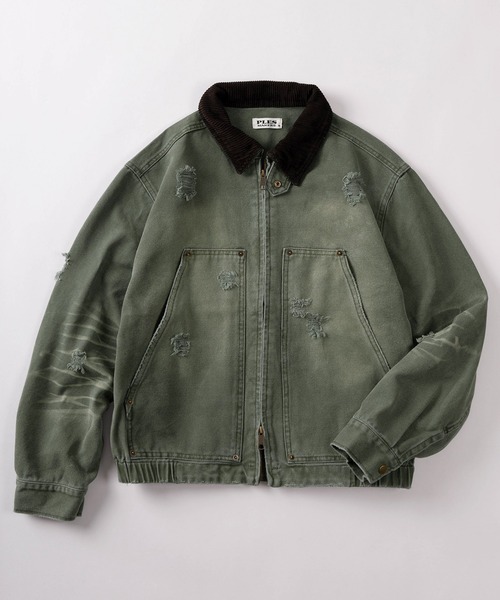 SlashDate(スラッシュデイト)の「【72】ダメージ加工 ヴィンテージ ワークジップブルゾン(ブルゾン・メンズ・ブラウン/ネイビー/ブラック/カーキ・L/M)」の4枚目の写真