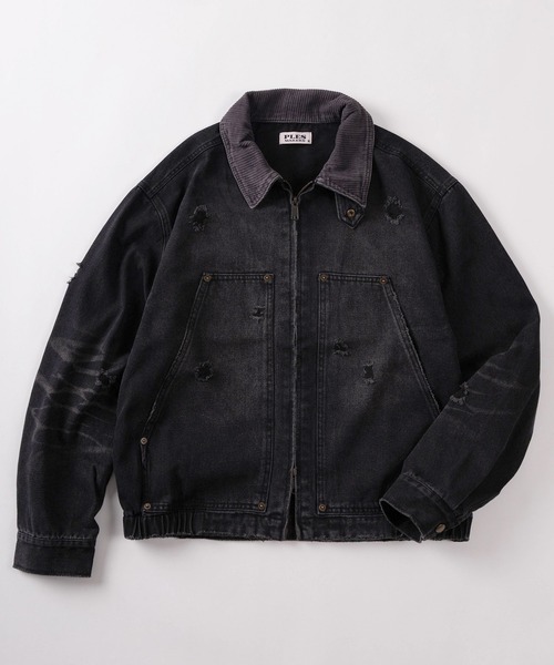 SlashDate(スラッシュデイト)の「【72】ダメージ加工 ヴィンテージ ワークジップブルゾン(ブルゾン・メンズ・ブラウン/ネイビー/ブラック/カーキ・L/M)」の2枚目の写真